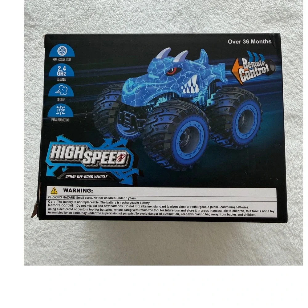 High Speed RC Spray Off-Road Vehicle Blue Dinosaur Monster Truck RCT-2910 2.4GHz